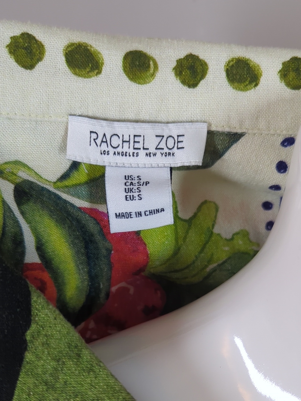 Rachel Zoe Linen Blend Short Sleeve Button Blouse Coconut Tropical Vacation S - Picture 5 of 8
